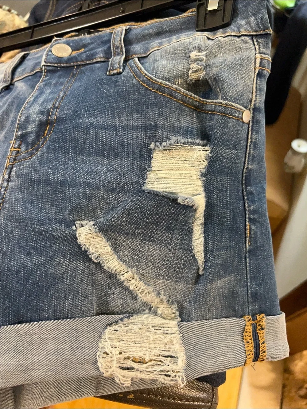 Judy Blue Medium Wash Distressed Cuffed Jean Shorts